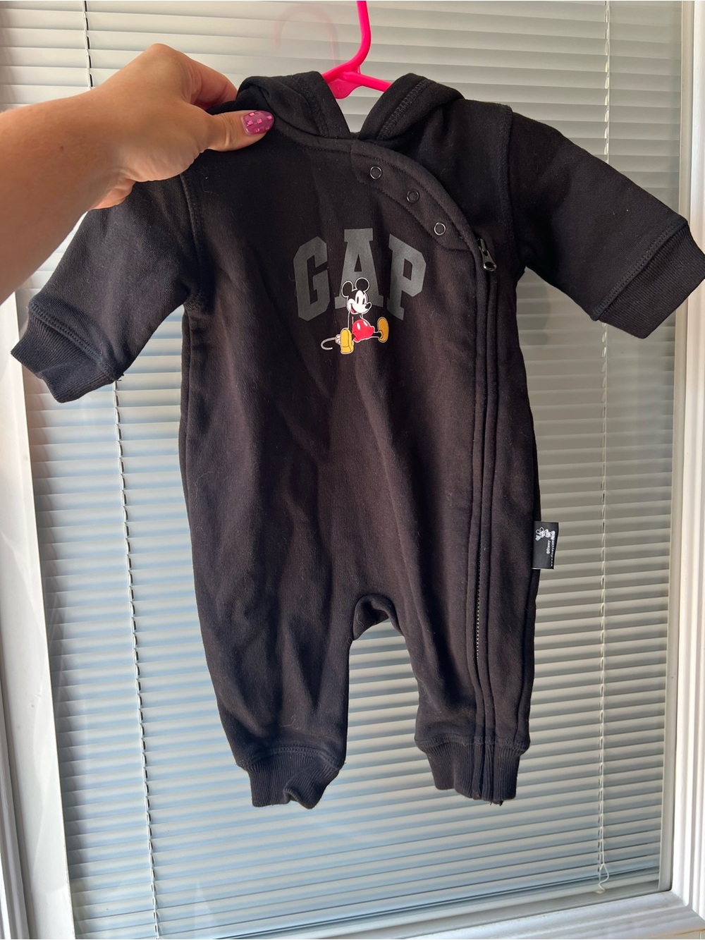 GAP x Disney Black Baby One-Piece Romper with Mickey 0-3 months